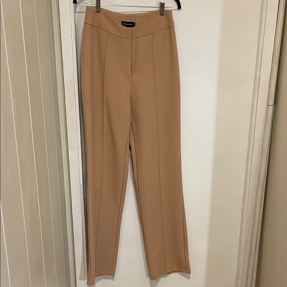 Prettylittlething Tan Straight-Leg Trousers